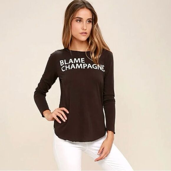 CHASER NEW BLAME CHAMPAGNE long sleeve ultra soft tee medium $68 revolve - Picture 2 of 6